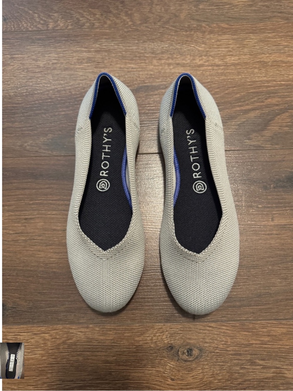 Rothy’s Grey / Beige  Knit Flats Size 8.5 Slip On Ballet Shoes Washable Comfort